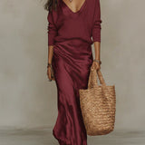 Anais – Elegancka midi satynowa sukienka