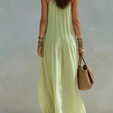 Liwia - Maxi Sukienka Boho Zielony Pistacjowy
