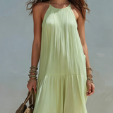 Liwia - Maxi Sukienka Boho Zielony Pistacjowy