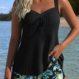 Serafina - Tankini w paski z dolną częścią bikini w dwóch częściach