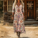 Maria - Sukienka Casual z Długim Rękawem w Stylu Vintage