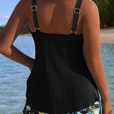 Serafina - Tankini w paski z dolną częścią bikini w dwóch częściach