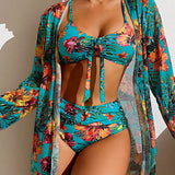 Luiza | Bikini z ręcznikiem w kolorowy wzór