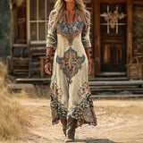 Maria - Casualna Sukienka z Długim Rękawem w Stylu Vintage