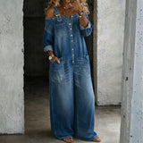 Florença - Kombinezon Denim z Odkrytymi Ramionami