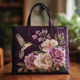 Ręcznie robiona torba z pikowaniem - Kolibry i Orchidee