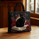 Torba quiltowa Artisan - Czarny kot na książkach