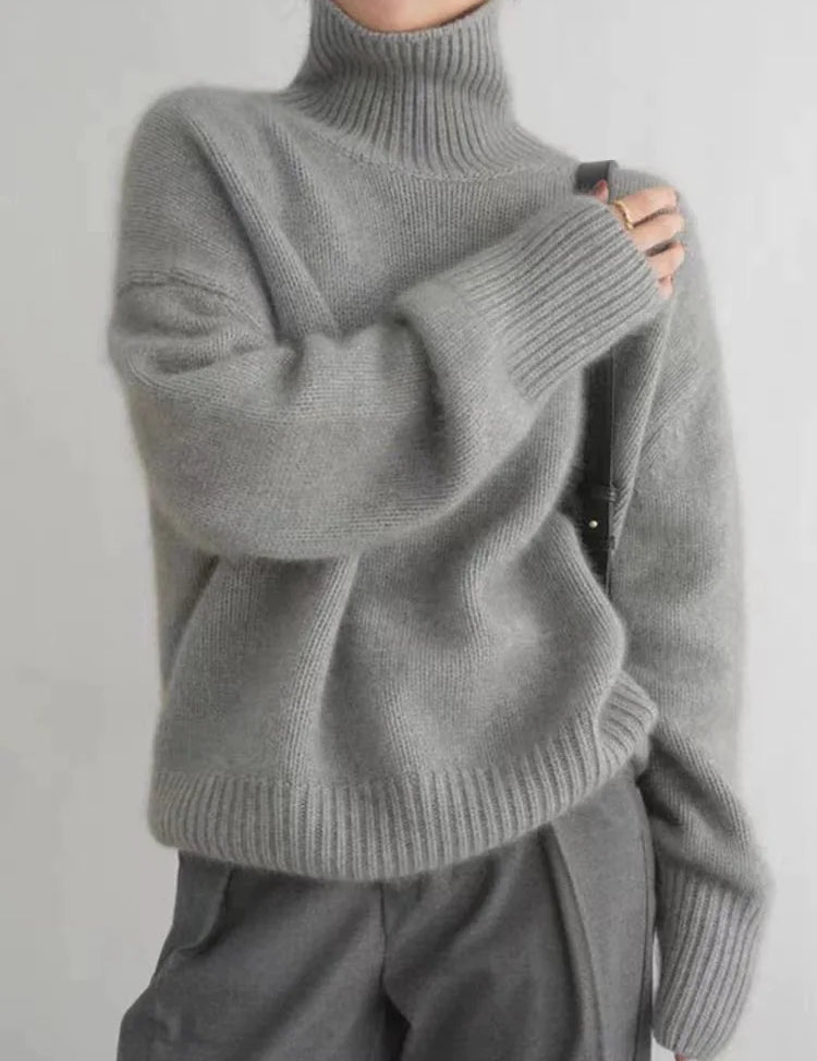 ISABELA™ - SWETER Z KASZMIRU Z WYSOKIM KOLNIKIEM