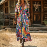 Maria - Casualna Sukienka z Długim Rękawem Inspirowana Stylem Vintage