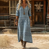 Maria - Casualna Sukienka z Długim Rękawem Inspirowana Stylem Vintage