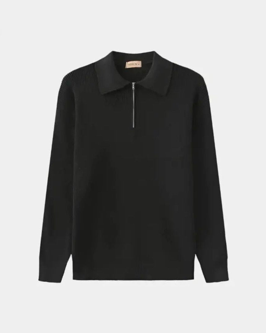 David™ | Sweter polo z zamkiem