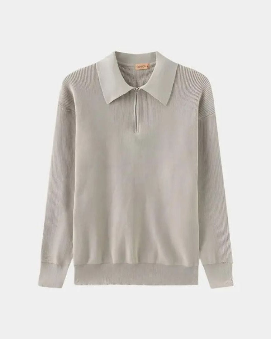 David™ | Sweter polo z zamkiem