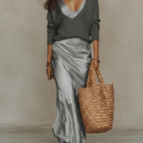 Anais – Elegancka midi satynowa sukienka