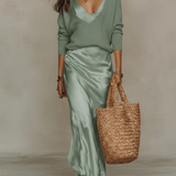 Anais – Elegancka midi satynowa sukienka