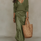 Anais – Elegancka midi satynowa sukienka