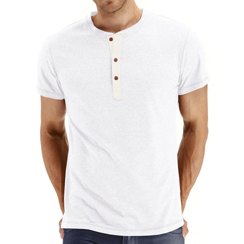 T-Shirt Henley - Miękka Siatka z Kołnierzem