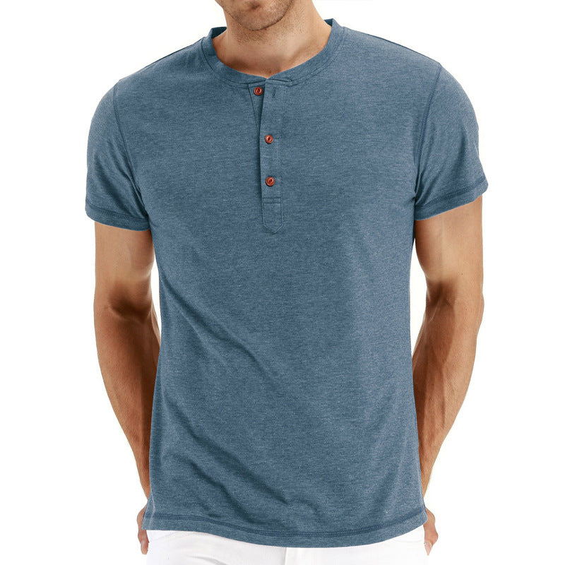 T-Shirt Henley - Miękka Siatka z Kołnierzem