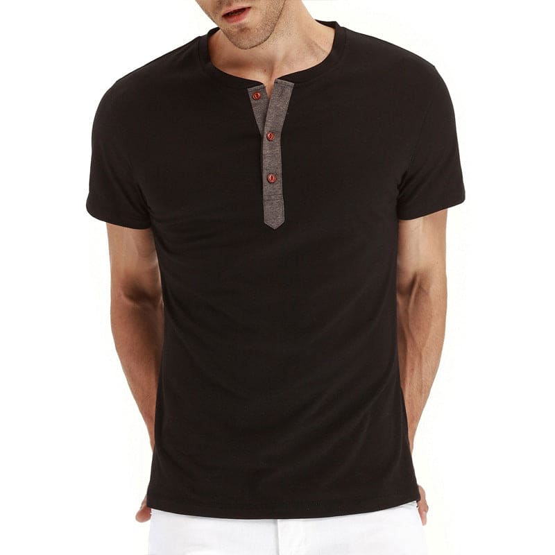 T-Shirt Henley - Miękka Siatka z Kołnierzem