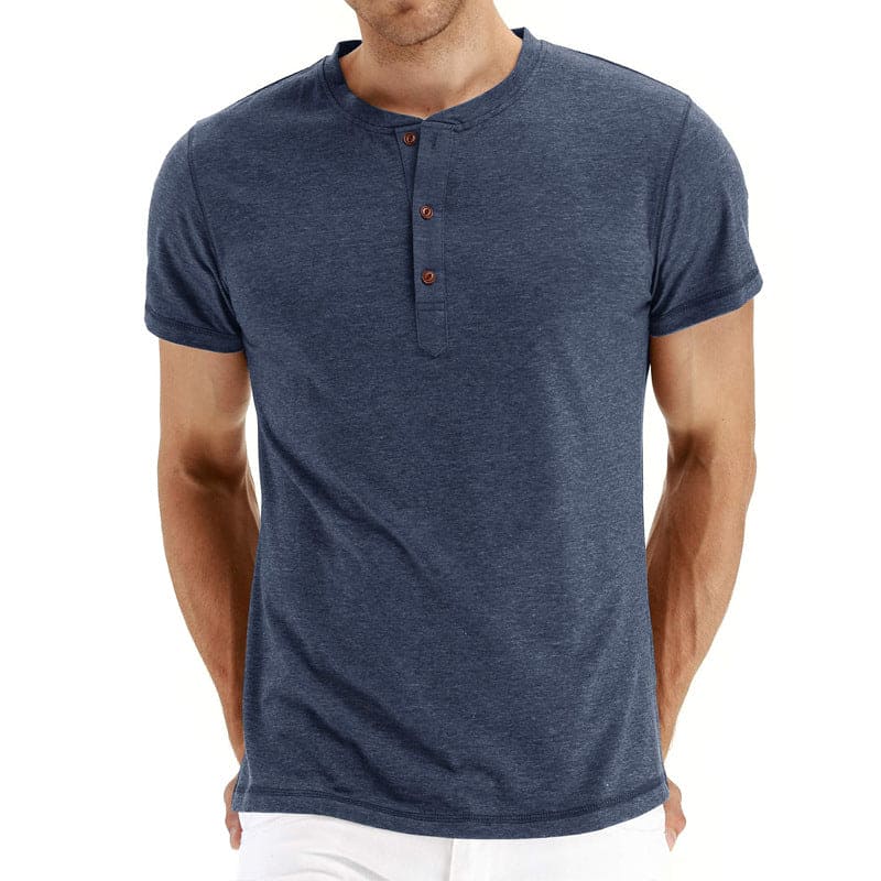 T-Shirt Henley - Miękka Siatka z Kołnierzem