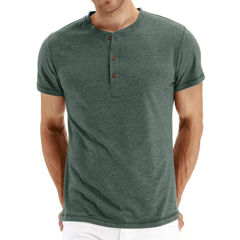 T-Shirt Henley - Miękka Siatka z Kołnierzem