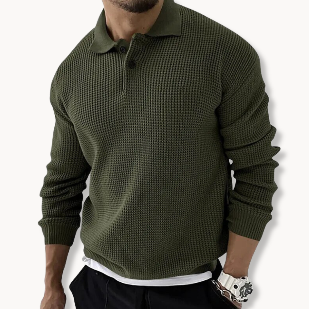 Miguel - Sweter Polo Waffle