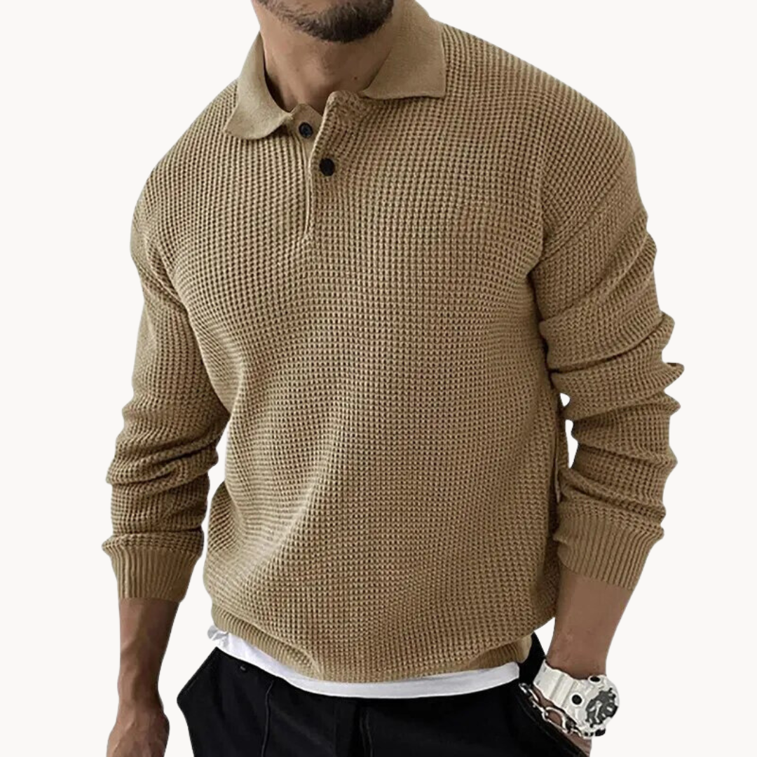 Miguel - Sweter Polo Waffle