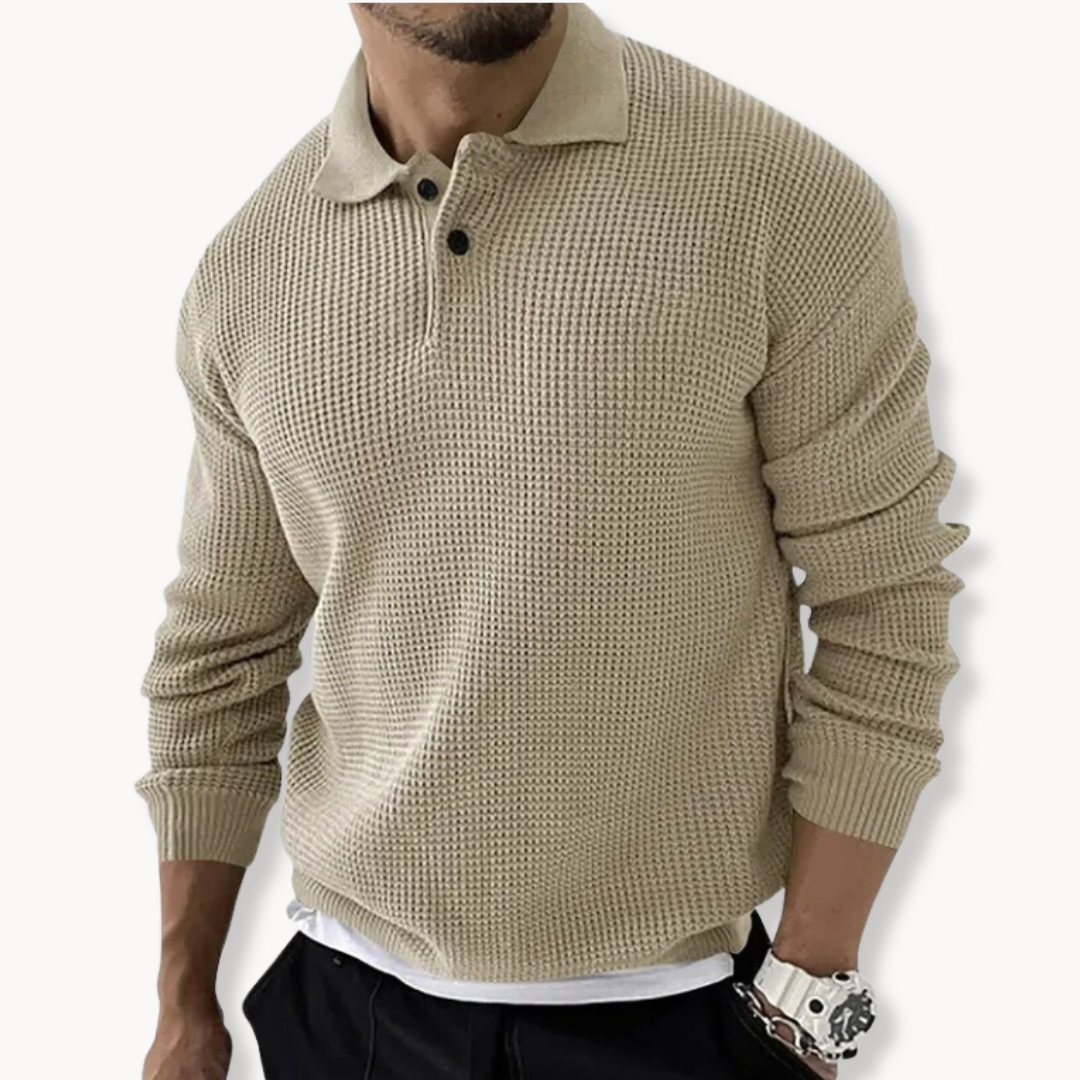 Miguel - Sweter Polo Waffle