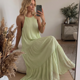 Liwia - Maxi Sukienka Boho Zielony Pistacjowy