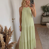 Liwia - Maxi Sukienka Boho Zielony Pistacjowy
