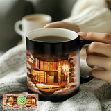 Magiczny ceramiczny termos z motywem bibliotecznej półki
