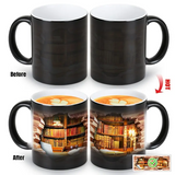 Magiczny ceramiczny termos z motywem bibliotecznej półki
