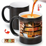 Magiczny ceramiczny termos z motywem bibliotecznej półki