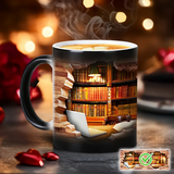 Magiczny ceramiczny termos z motywem bibliotecznej półki