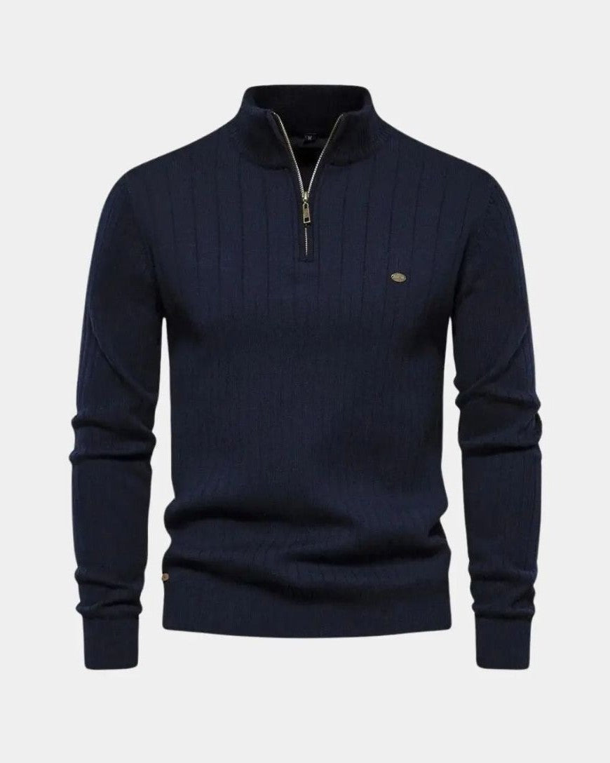 Mikkel™ | Bawełnowy sweatshirt z półzamkiem