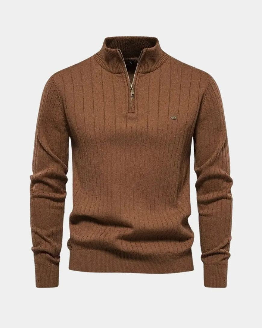 Mikkel™ | Bawełnowy sweatshirt z półzamkiem