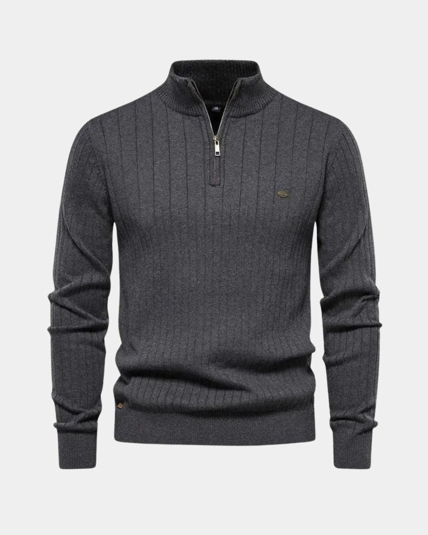 Mikkel™ | Bawełnowy sweatshirt z półzamkiem