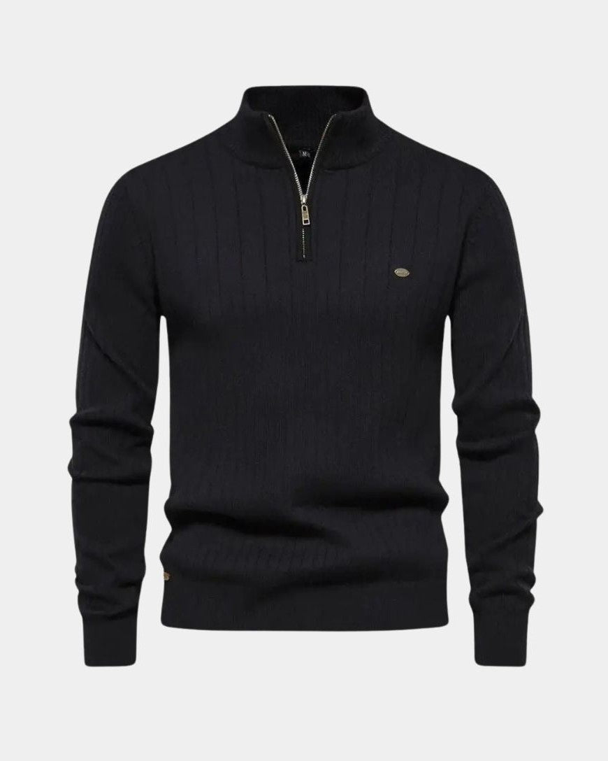 Mikkel™ | Bawełnowy sweatshirt z półzamkiem