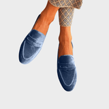 Olivia | Niebieskie zamszowe loafersy
