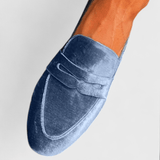 Olivia | Niebieskie zamszowe loafersy