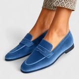 Olivia | Niebieskie zamszowe loafersy