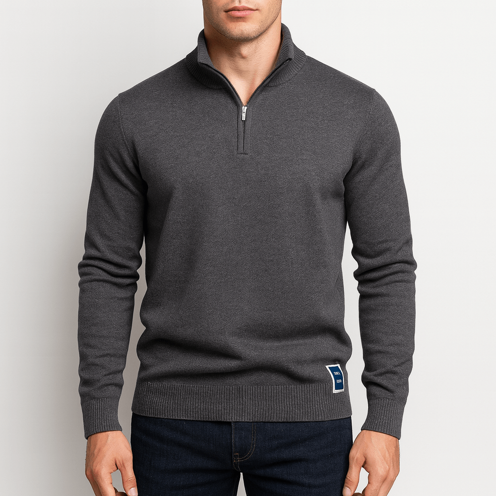 Sweter z Zippem - Dopasowany Fason