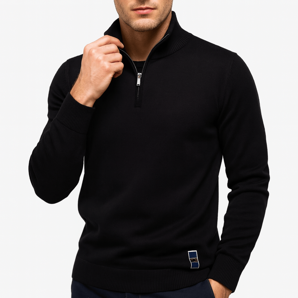 Sweter z Zippem - Dopasowany Fason