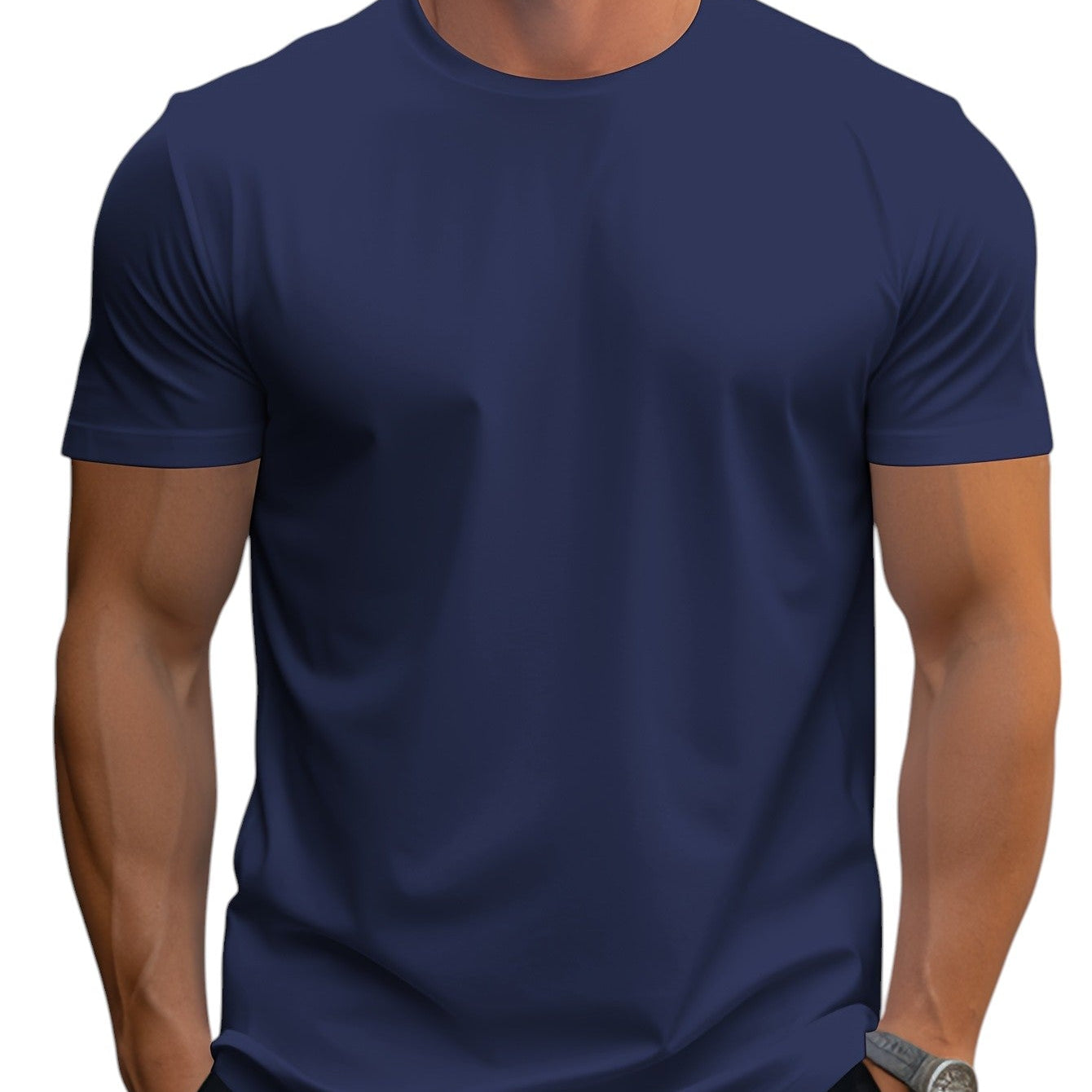 T-Shirt - Regularny Krój z Łagodnym Dekoltem