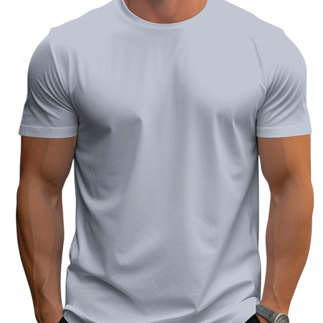 T-Shirt - Regularny Krój z Łagodnym Dekoltem