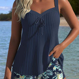 Serafina - Tankini w paski z dolną częścią bikini w dwóch częściach