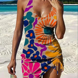 Filipa - Tankini w kwiatowy wzór z szortami, efekt płaskiego brzucha