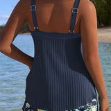 Serafina - Tankini w paski z dolną częścią bikini w dwóch częściach