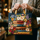 Ręcznie robiona torba - Kwiatowy nadruk i książki