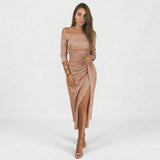 Natália - Elegancka sukienka z odkrytymi ramionami