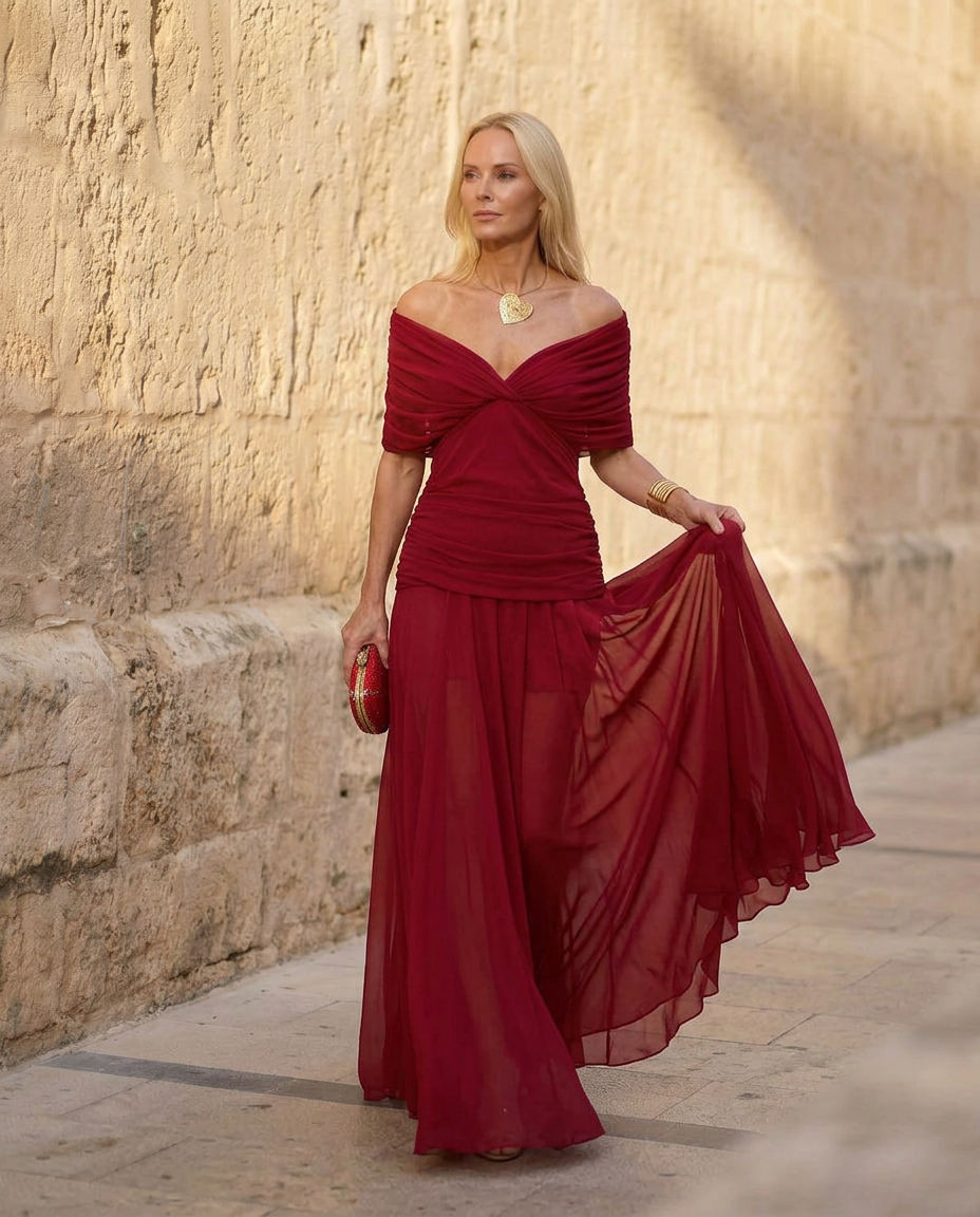 Elegancka Sukienka Santana z Jedwabiu